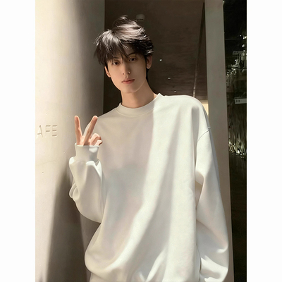 颖膝美式无帽圆领卫衣男生秋冬季