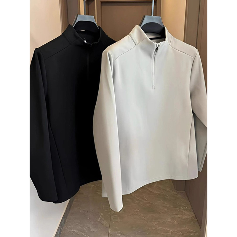 颖膝美式半拉链德绒打底衫男款潮