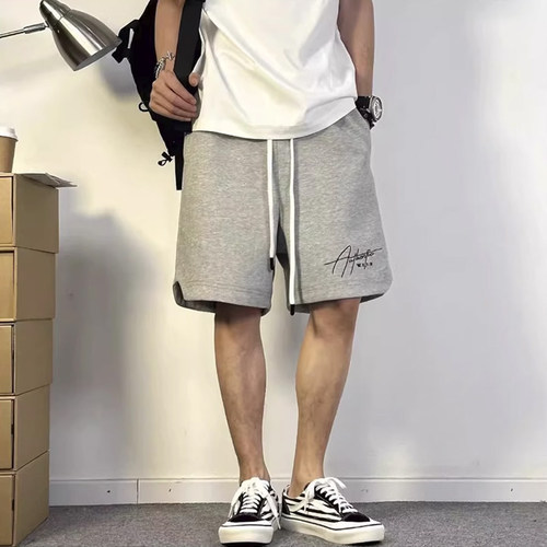 颖膝纯棉重磅休闲短裤男士夏季