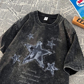 重磅水洗做旧短袖 体恤上衣服 高街潮牌宽松半袖 t恤男夏季 2025新款