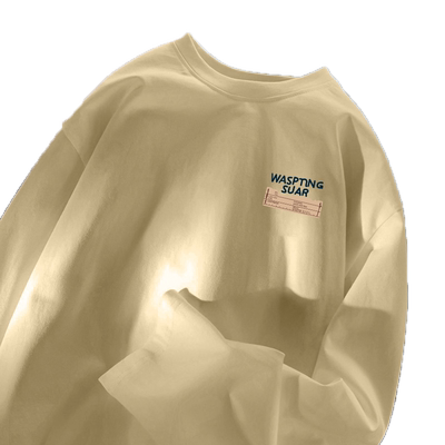 颖膝纯棉长袖t恤男潮流百搭上衣