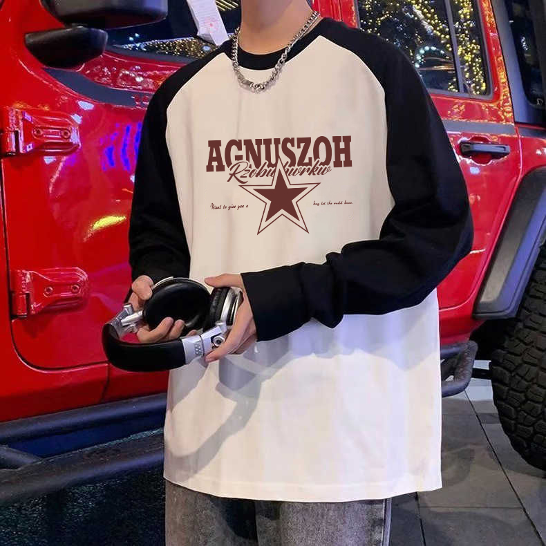 【纯棉面料】青少年撞色拼接长袖