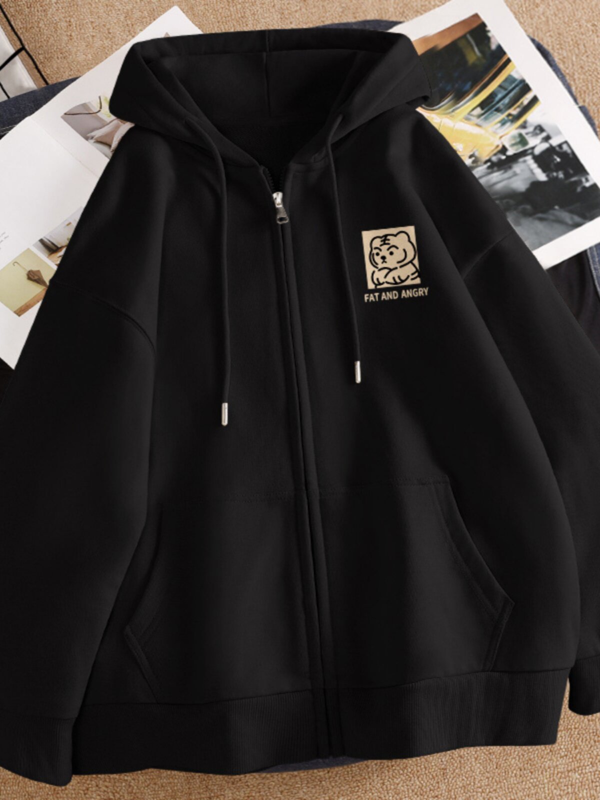 벨벳 두꺼운 지퍼 스웨터 남성 가을 겨울 2024 새로운 기능 트렌디 브랜드 특대 후드 가디건 재킷