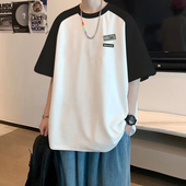 ins潮牌宽松潮流半袖 夏季 体恤上衣服 t恤男款 重磅冰丝纯棉插肩短袖