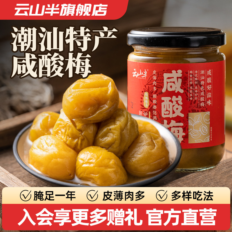 云山半 咸酸梅潮汕风味0添加剂传统腌制干湿酸甜话梅调味蜜饯220g