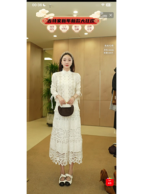 【哼哈冰冰】进口亚麻蕾丝钩花重工半裙BQ726