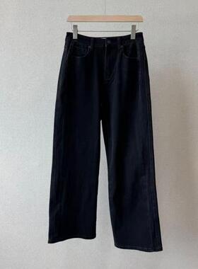 【哼哈冰冰】早秋新款黑色显瘦百搭阔腿牛仔裤KZ1483