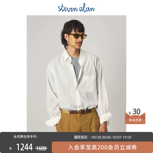 steven alan  春夏男装商务细条纹宽松翻领衬衫