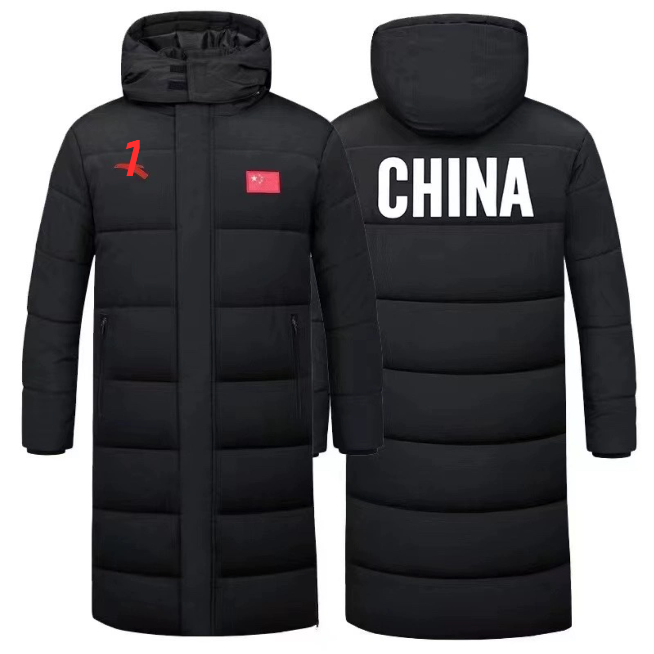 国家队羽绒棉服男女过膝长款加绒运动定制棉大衣冬季训练服