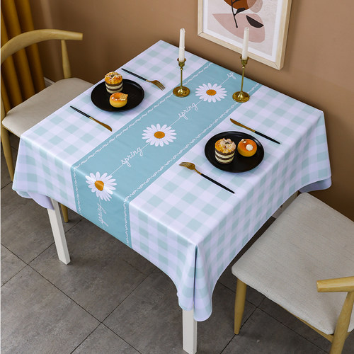 北欧轻奢免洗桌布正方桌防水防油防烫简约百搭PVC茶几布高级感