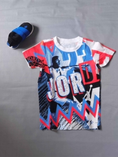 乔丹JORDAN童装男童女童春夏短袖T篮球服针织短袖衫时尚满印ST694