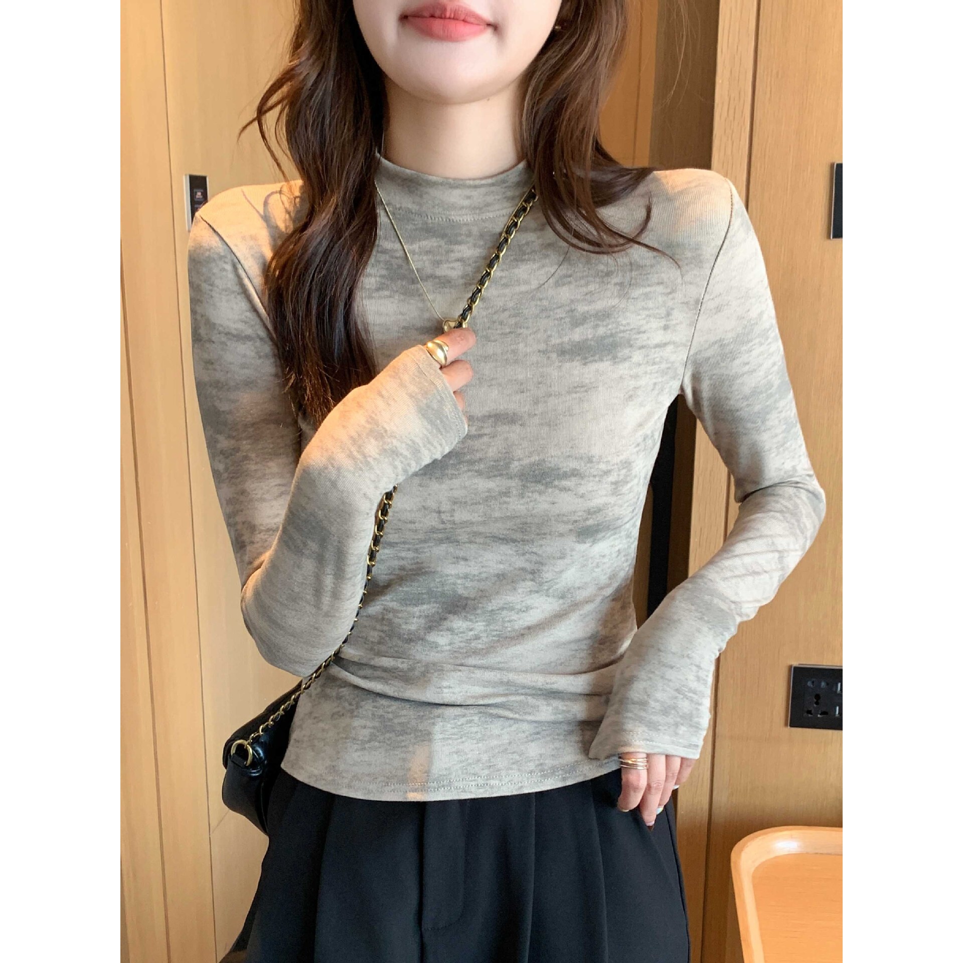 H269半高领迷彩打底衫女内搭浴裙/浴袍/浴衣