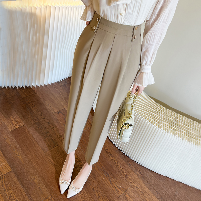 高级感小个子哈伦裤子女式2025新款设计感职业通勤九分西装裤