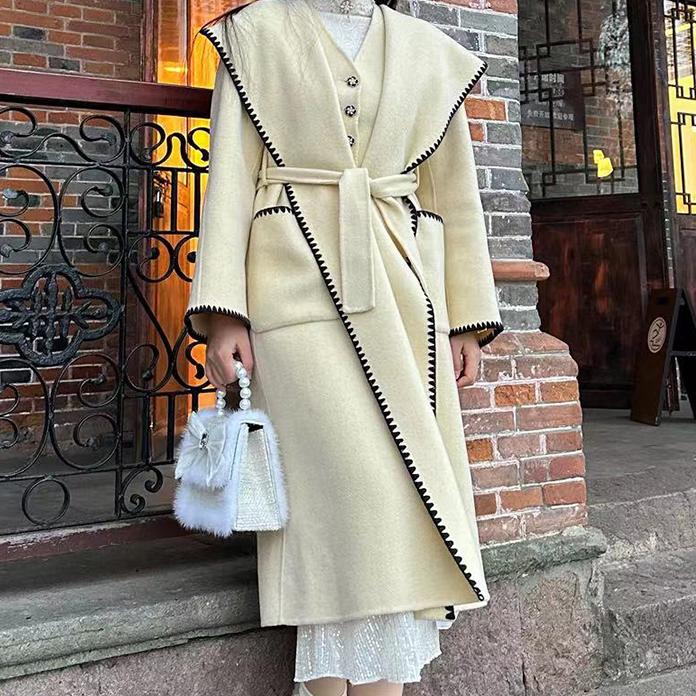 欣裁  特种绣花三件套装毛呢外套大衣时尚双面呢大衣YX13J095