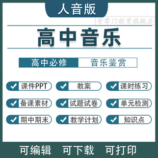 人音版高中音乐必修鉴赏课件PPT教案高一二三电子版音频MP3上下册