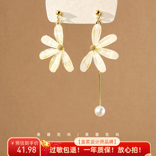 芙蓉花坞 温柔花事~适合圆脸显瘦夏天耳环花朵耳钉简约气质A776