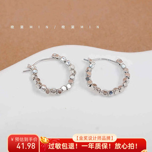 晚棠MIN 金色小方糖 碎银几两小方块冷淡风耳钉耳扣耳圈A228\229