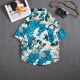 男夏季 薄款 港风复古短袖 夏威夷衬衫 痞帅韩版 日系花衬衣沙滩慵懒风