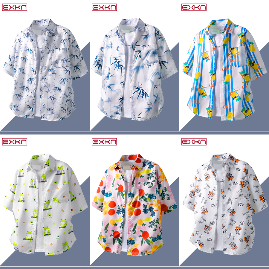 海边度假花衬衫男女士短袖