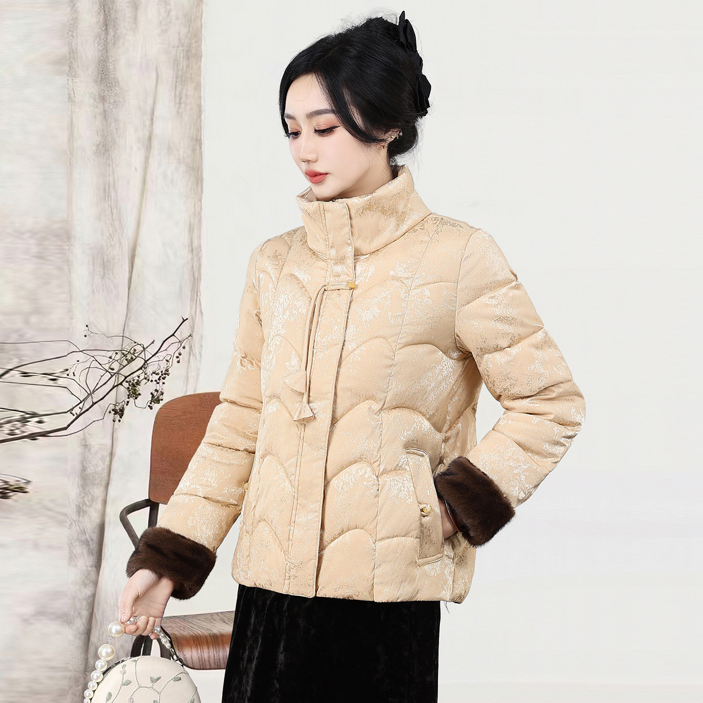 新中式妈妈冬装保暖短款棉服