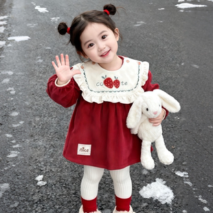 罩衣女宝宝外穿洋气公主裙春季儿童吃饭围兜防水防脏护衣围裙罩衫