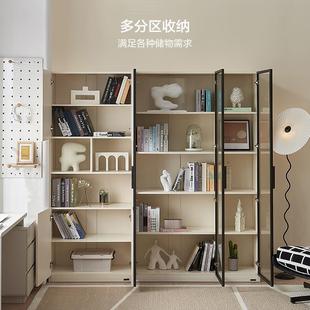 家居现代简约带玻璃门书柜客厅卧室靠墙收纳储物书橱129557