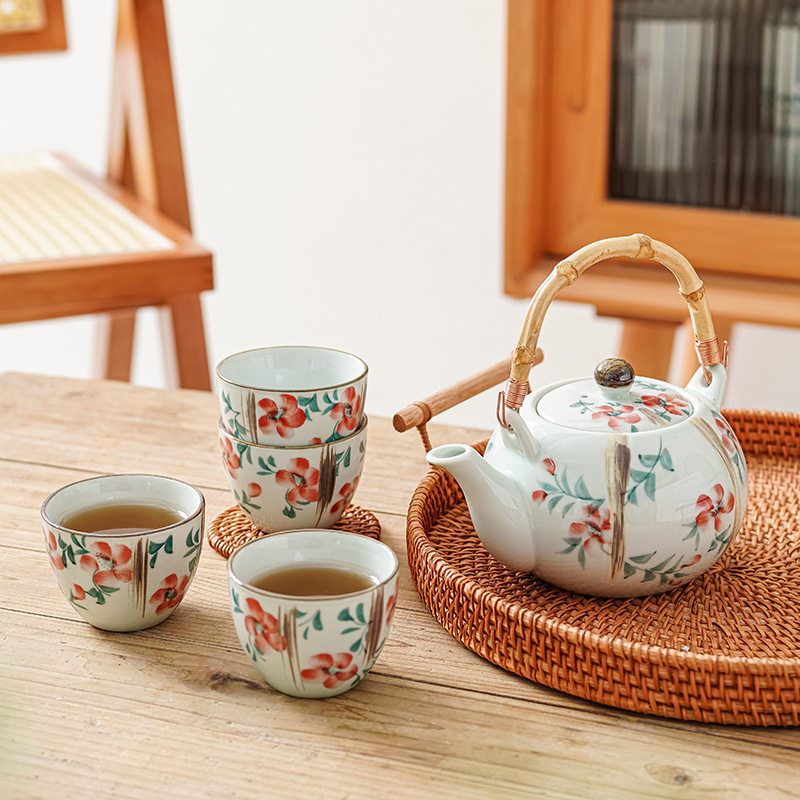 光德镇陶瓷手绘简约秋语整套茶具