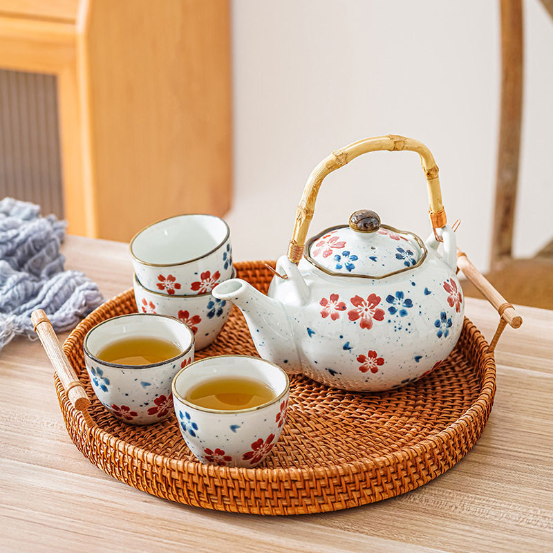 光德镇瓷手绘樱花茶器釉整套茶具