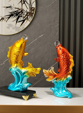 树脂中式年年有余如鱼得装饰摆件