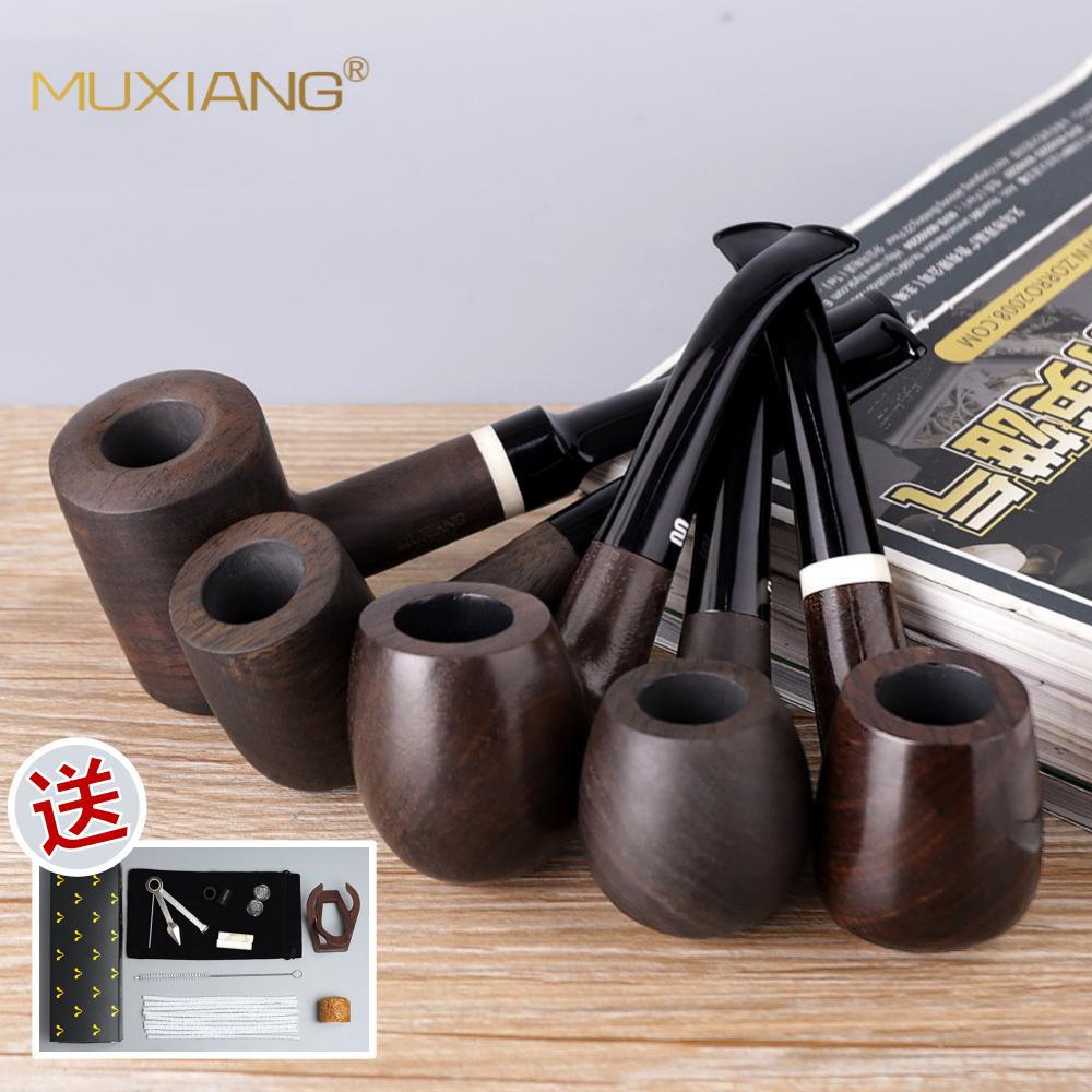 手工黑檀木烟斗木制烟具烟袋锅两
