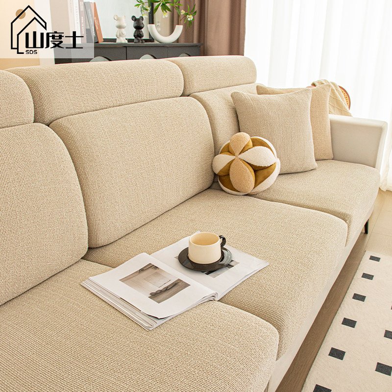 中式沙发套罩棉麻肌理高级防猫抓万能通用全包弹力2025新款沙发笠,居家布艺,沙发套,淘宝优惠券,粉丝福利购,淘宝优惠卷