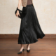 轻熟优雅风黑色褶皱半身长裙女2026夏季 新款 高腰A字显瘦大摆伞裙