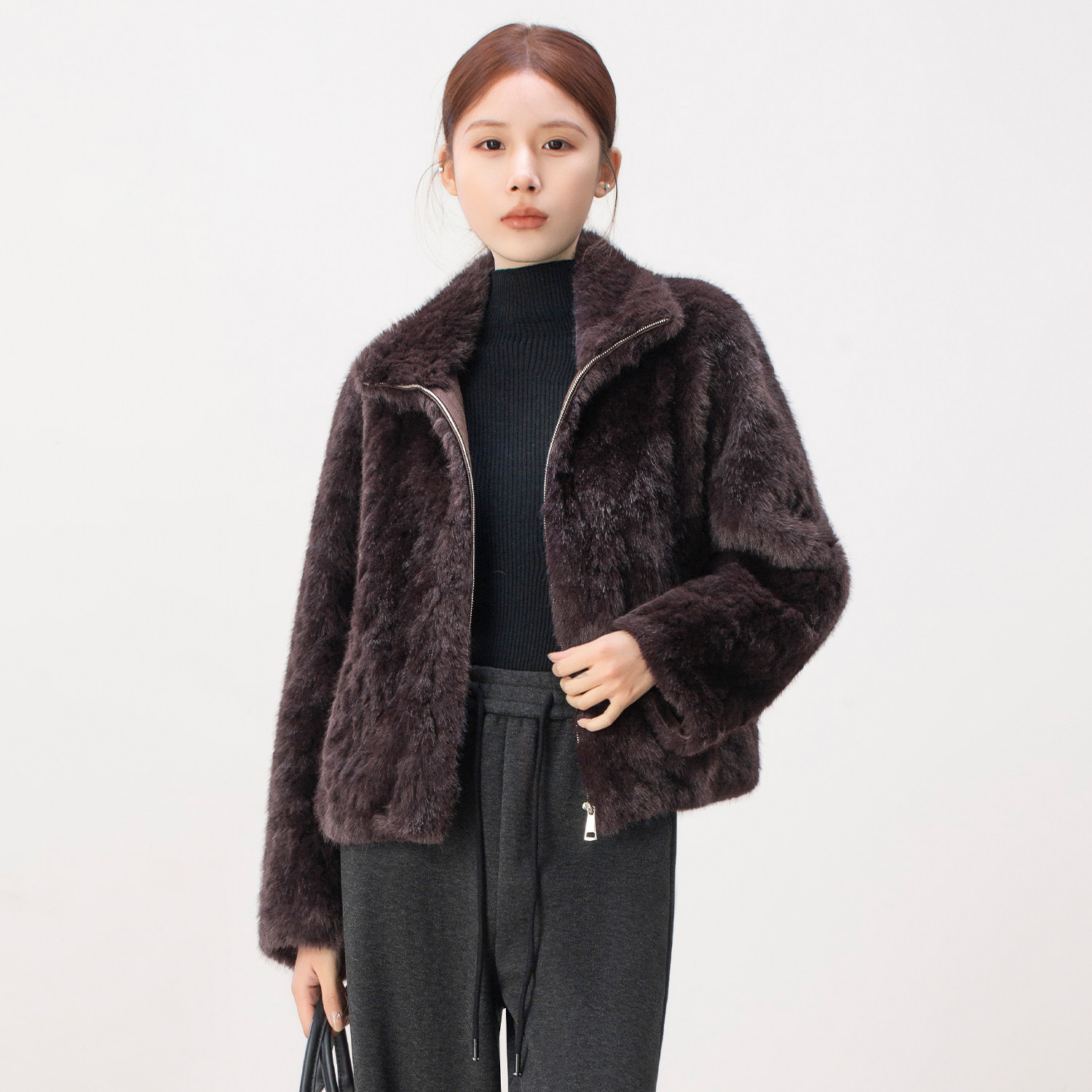 轻奢减龄短款毛毛上衣女冬季2025新款小个子立领加厚保暖毛绒外套,女装/女士精品,短外套,淘宝优惠券,粉丝福利购,淘宝优惠卷