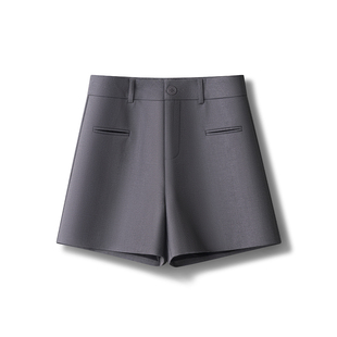 短裤 百搭休闲靴裤 女2026春季 高腰显瘦阔腿裤 新款 气质灰色a字西装