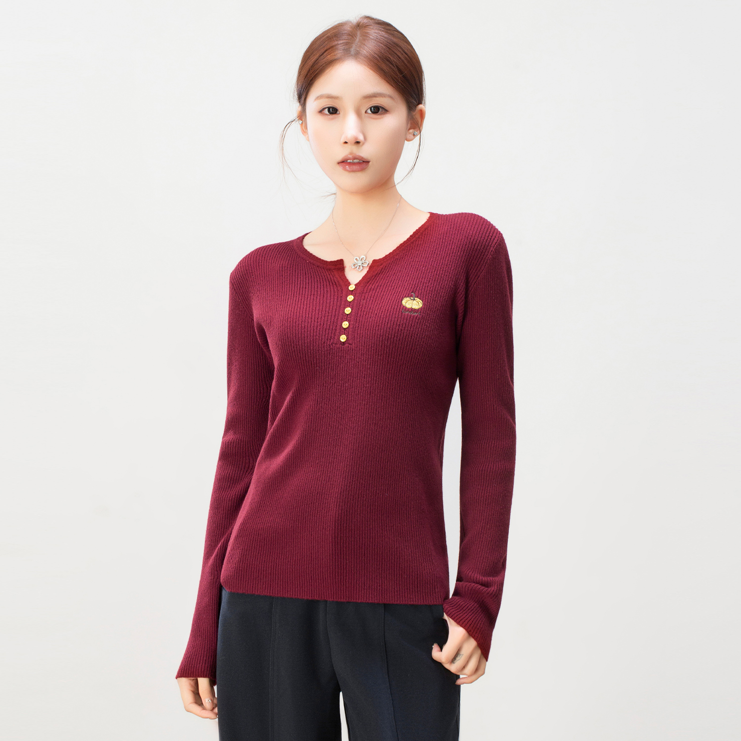 小众设计感半开领坑条针织衫女2025年秋冬新款遮肚显瘦毛衣打底衫