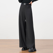 毛呢阔腿裤 女冬季 2025新款 简约宽松垂坠感甩裤 高腰显瘦直筒休闲裤