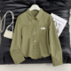 衬衫 短款 女2026春季 小个子军绿色长袖 新款 休闲外搭减龄衬衣休闲风