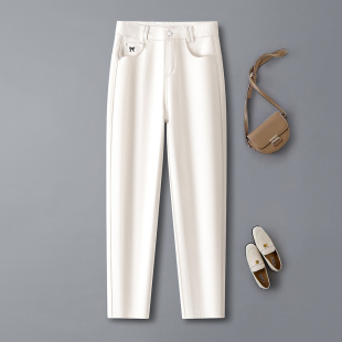子九分A字宽松萝卜裤 百搭纯白牛仔哈伦裤 高腰裤 春季 女2026年新款