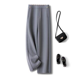 女春秋2026新款 裤 高腰窄版 高级感休闲西装 阔腿裤 灰色通勤直筒长裤