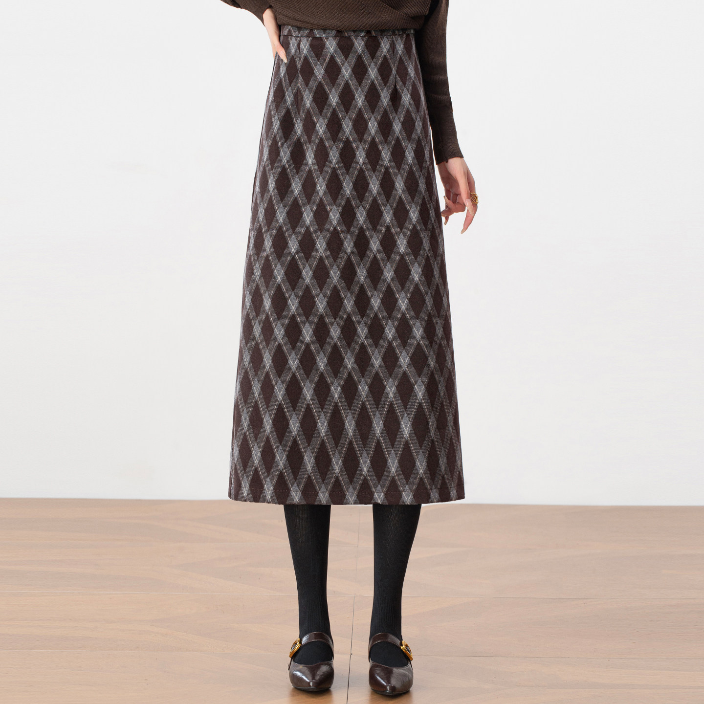 复古格子毛呢半身裙女秋冬2025年新款高腰显瘦a字裙中长款包臀裙,女装/女士精品,半身裙,淘宝优惠券,粉丝福利购,淘宝优惠卷