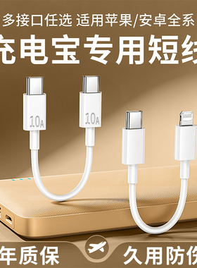 艾胜者pd双typec短款数据线10A超级闪充适用苹果14promax/13华为小米vivo安卓OPPO便携充电宝超短充电线