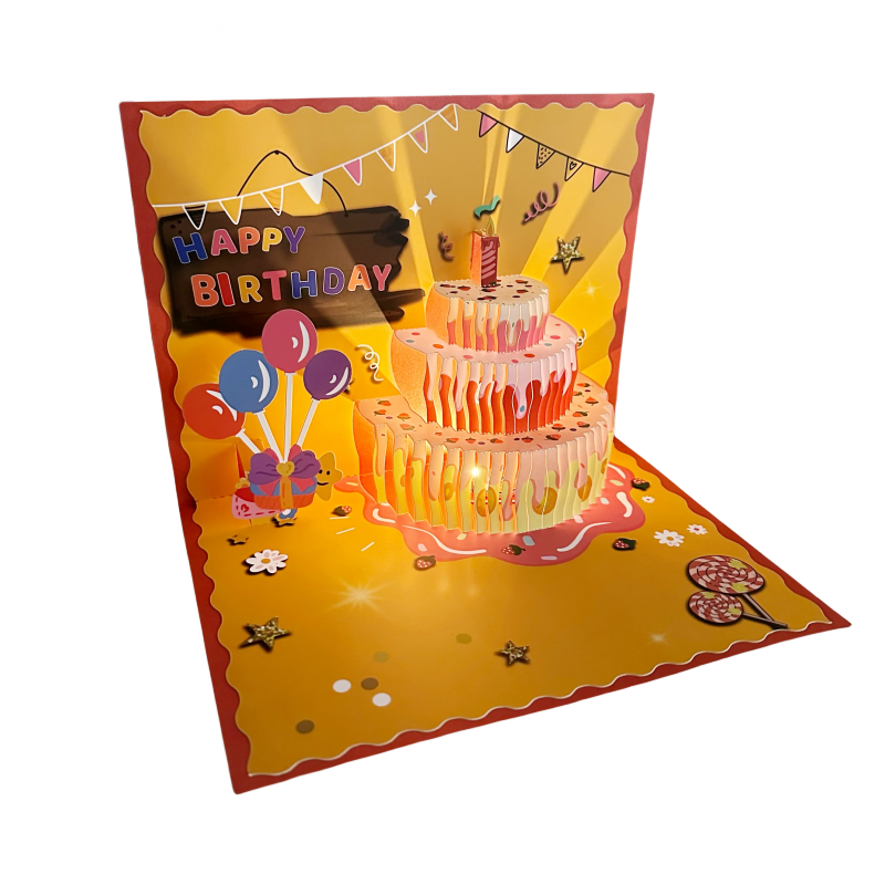生日贺卡创意3d立体草莓蛋糕送女生闺蜜同学音乐灯光高级祝福卡片