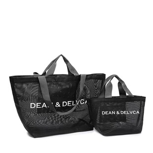 日本限定dean&deluca网纱单肩包男女学生度假购物袋沙滩包手提包