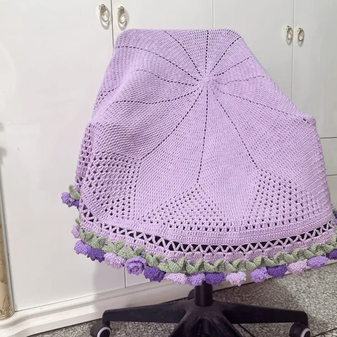 ?渐变尖角玫瑰花束毯子钩织铃兰纯手工编织diy毛线材料材包送女