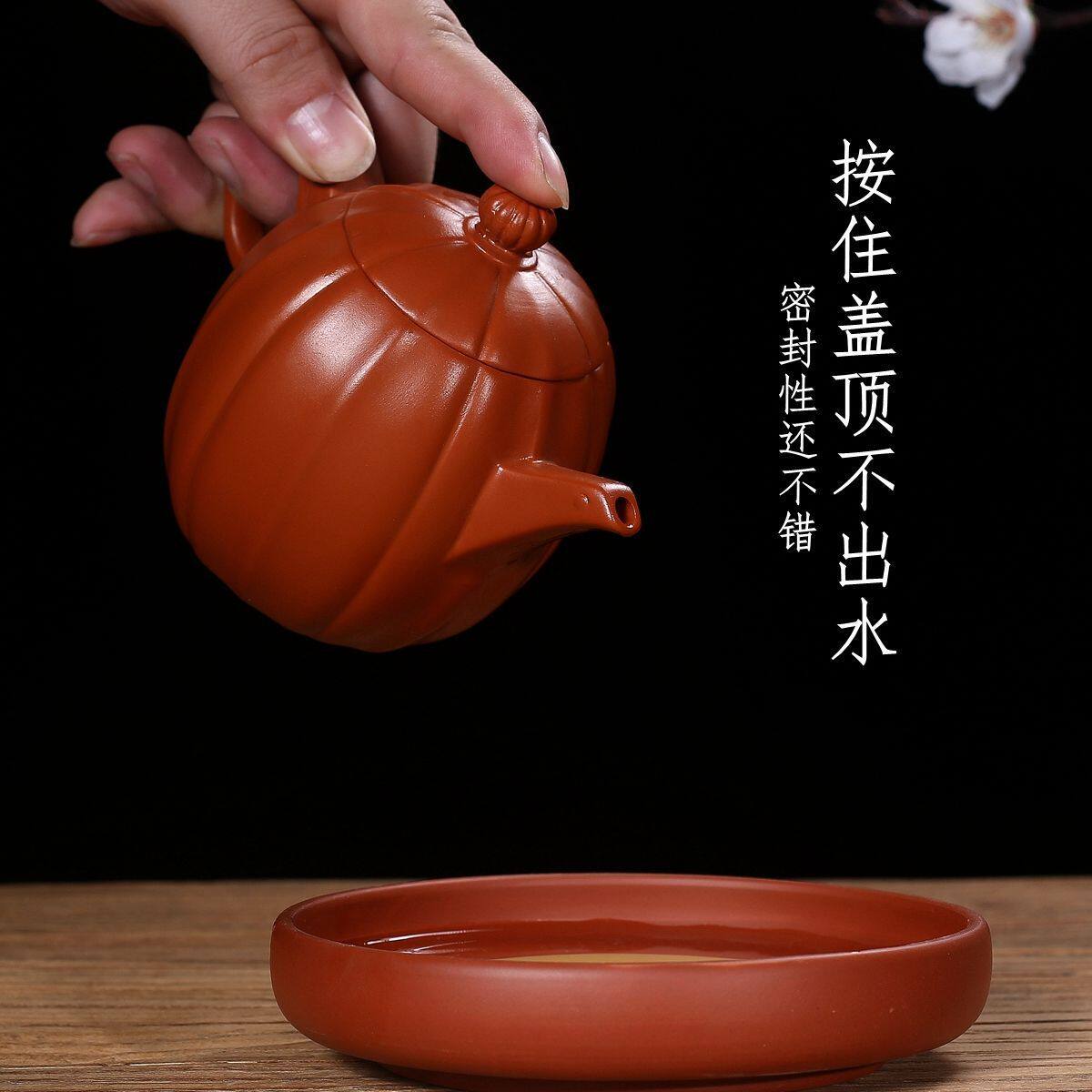 紫砂壶宜兴原矿朱红泥龙蛋壶手工整口茶壶球孔过滤泡茶杯茶具