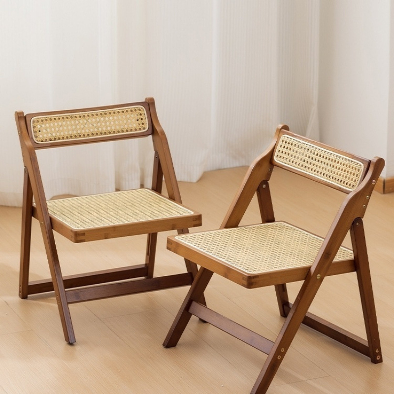 小椅子折叠椅藤编椅子家用折叠椅民宿楠竹实木凳子休闲靠背餐椅厂