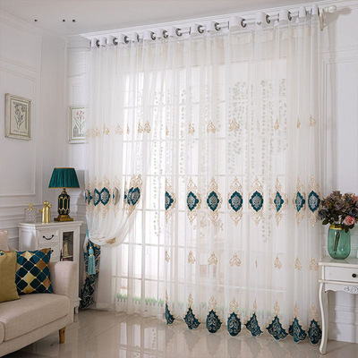 欧式绣花纱窗纱纱帘北欧风窗纱纱帘居家阳台窗纱卧室客厅成品代发