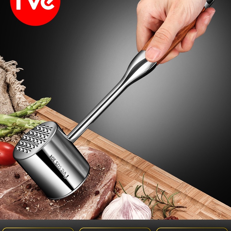 德国ive304不锈钢厨房实心肉锤松肉锤牛肉猪牛排锤敲肉锤打肉锤子
