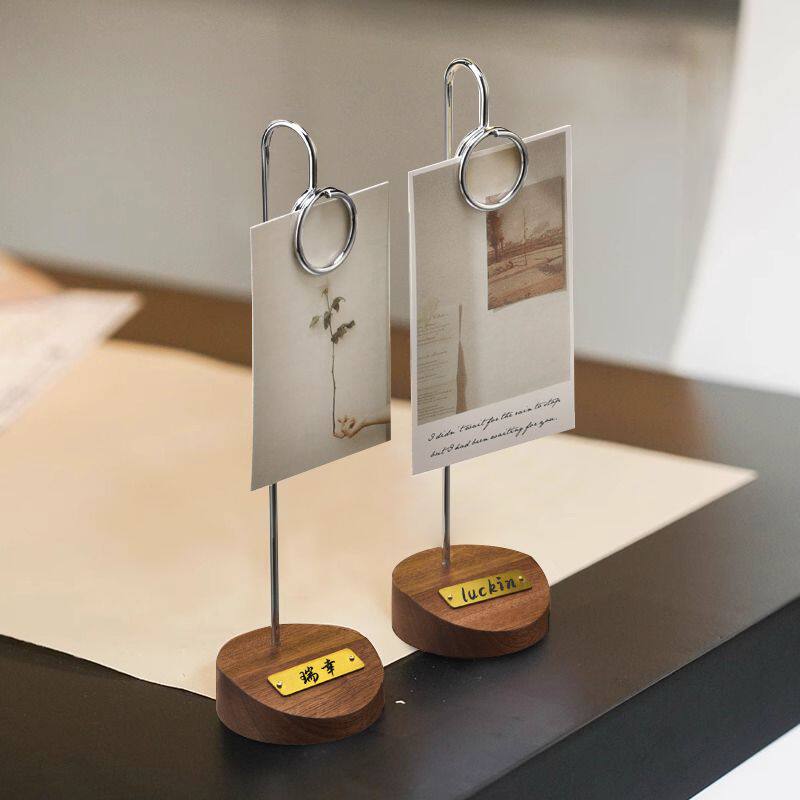 实木格展示牌立式简约文艺酒店餐厅桌牌菜牌座留言便签夹商品标签