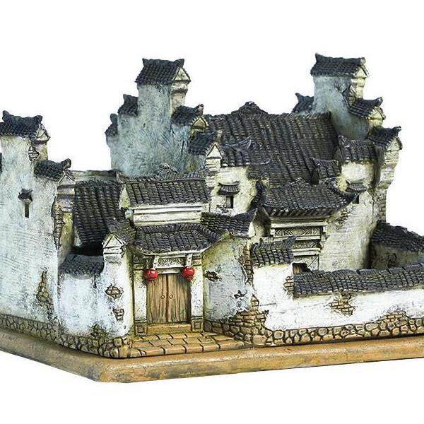 文竹中式复古微景观老房子花盆造景创意盆栽室内多肉植物盆景雯沃